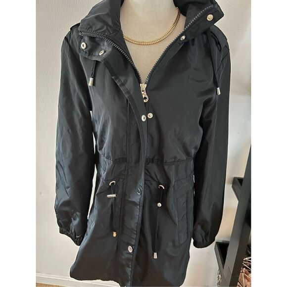 Kate spadeblack raincoat size xs with a hoodie